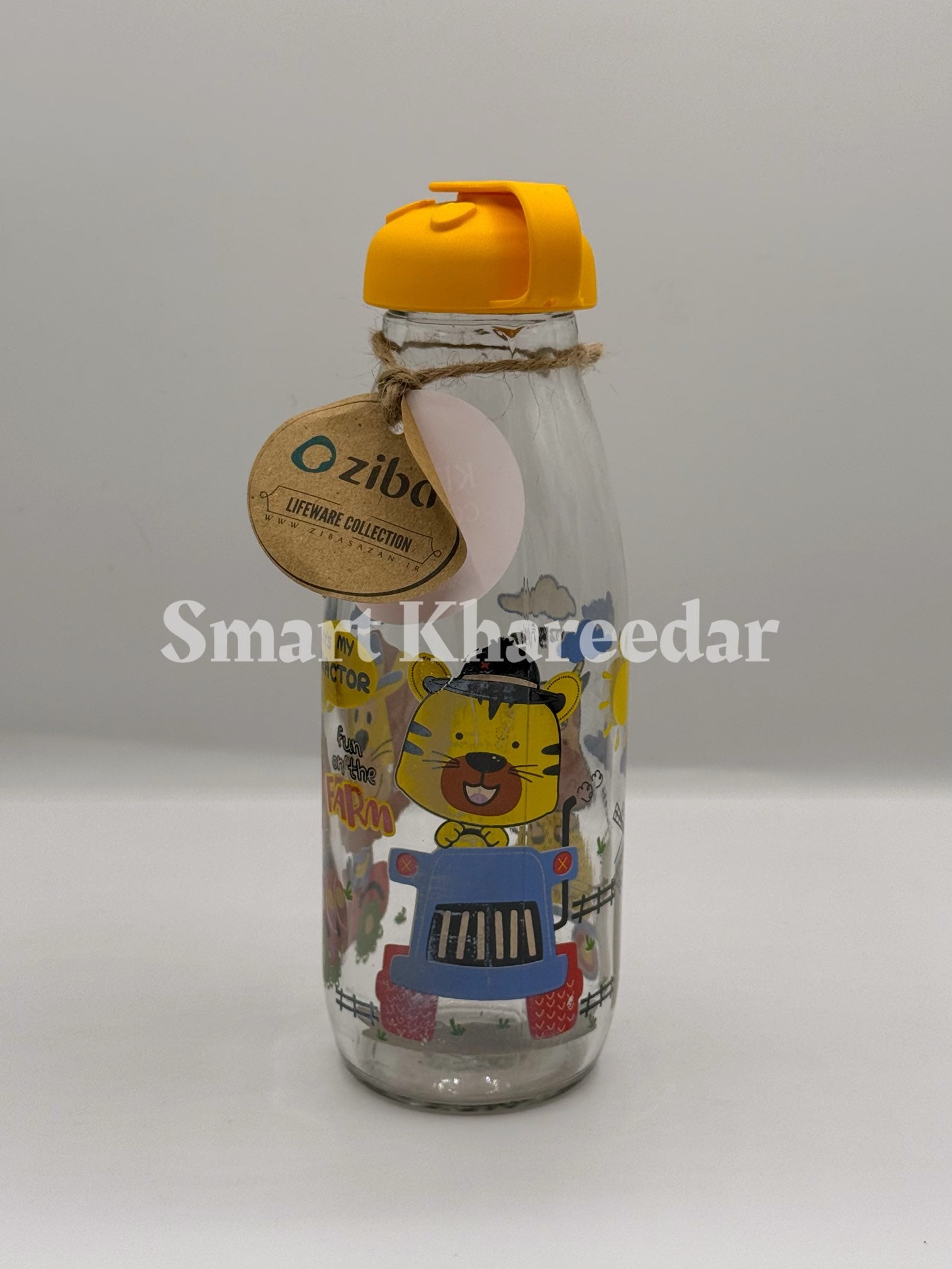 Ha Reed Ziba Kids Character Glass Milk Bottle - 500ml