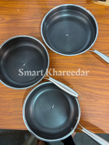 Dual Side LaserCut HoneyComb Frying Pan - Cooking Pans