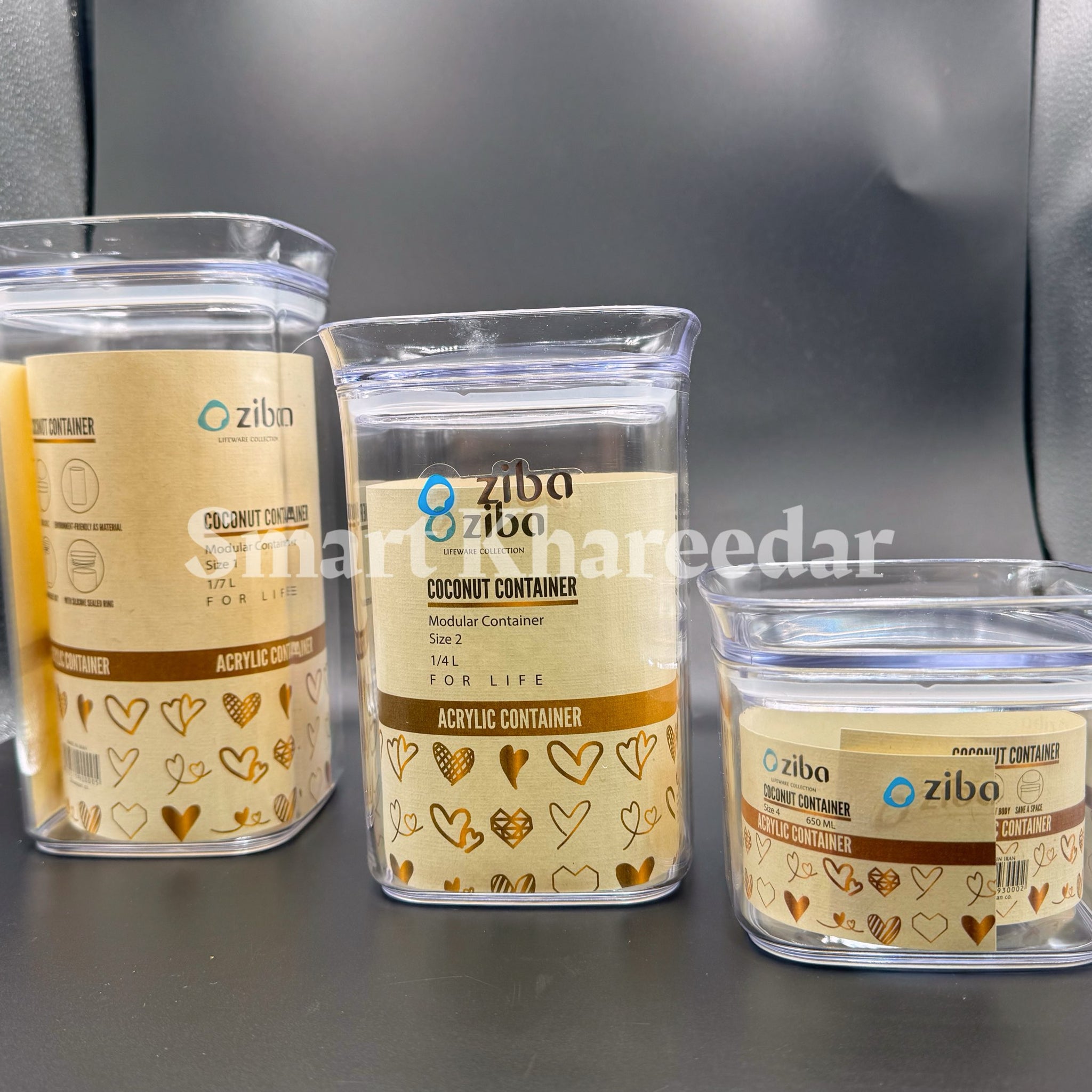 Pack of 3 All Size Crystal Acrylic Jar Set - (1/2kg + 1kg + 1.5kg)