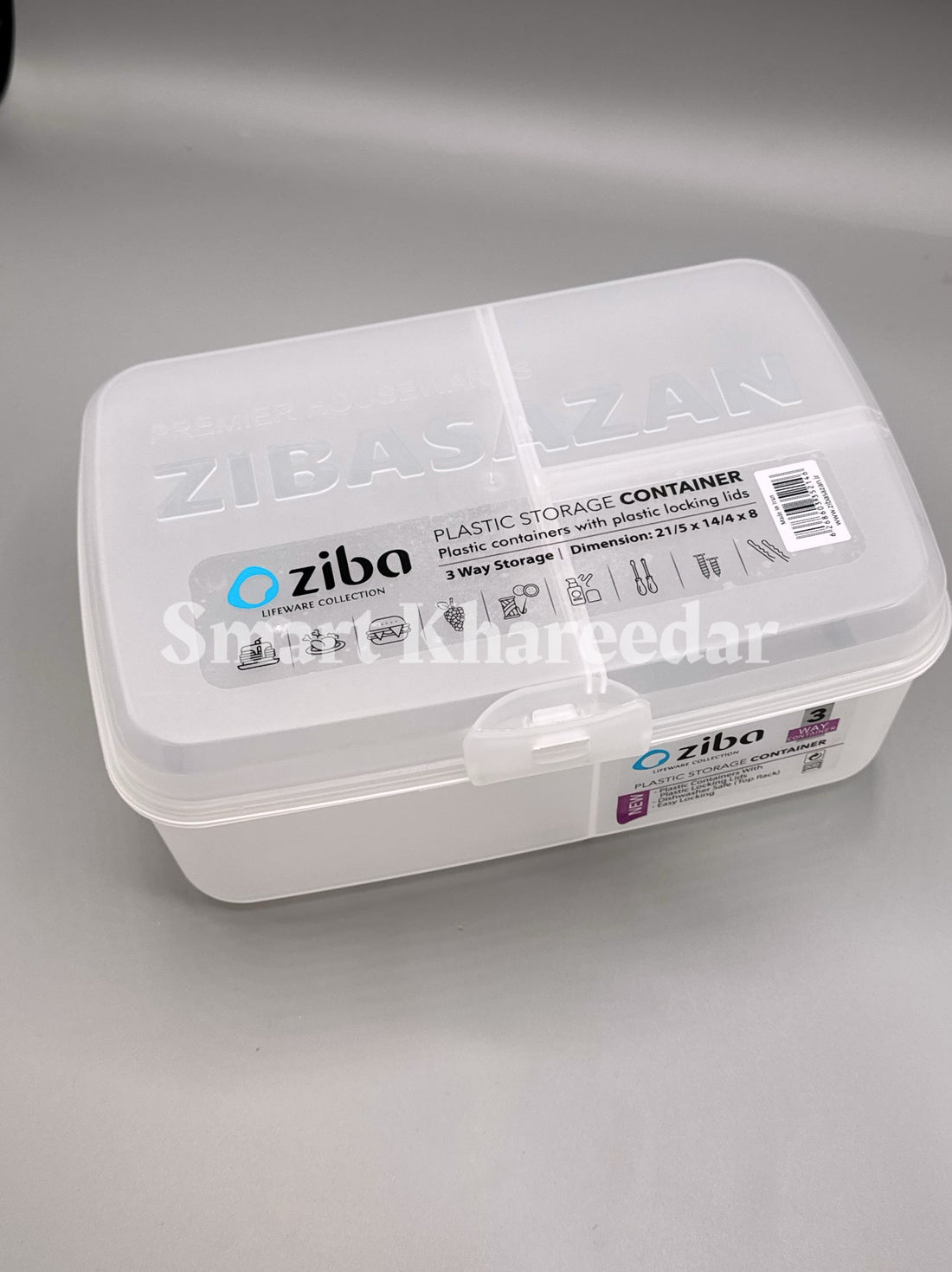Ziba 3 section Plastic Storage Container with locks