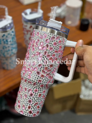 Sparkly Rhinestone Stainless Steel Tumbler with Straw and Steel Lid | 40oz - 1200ml