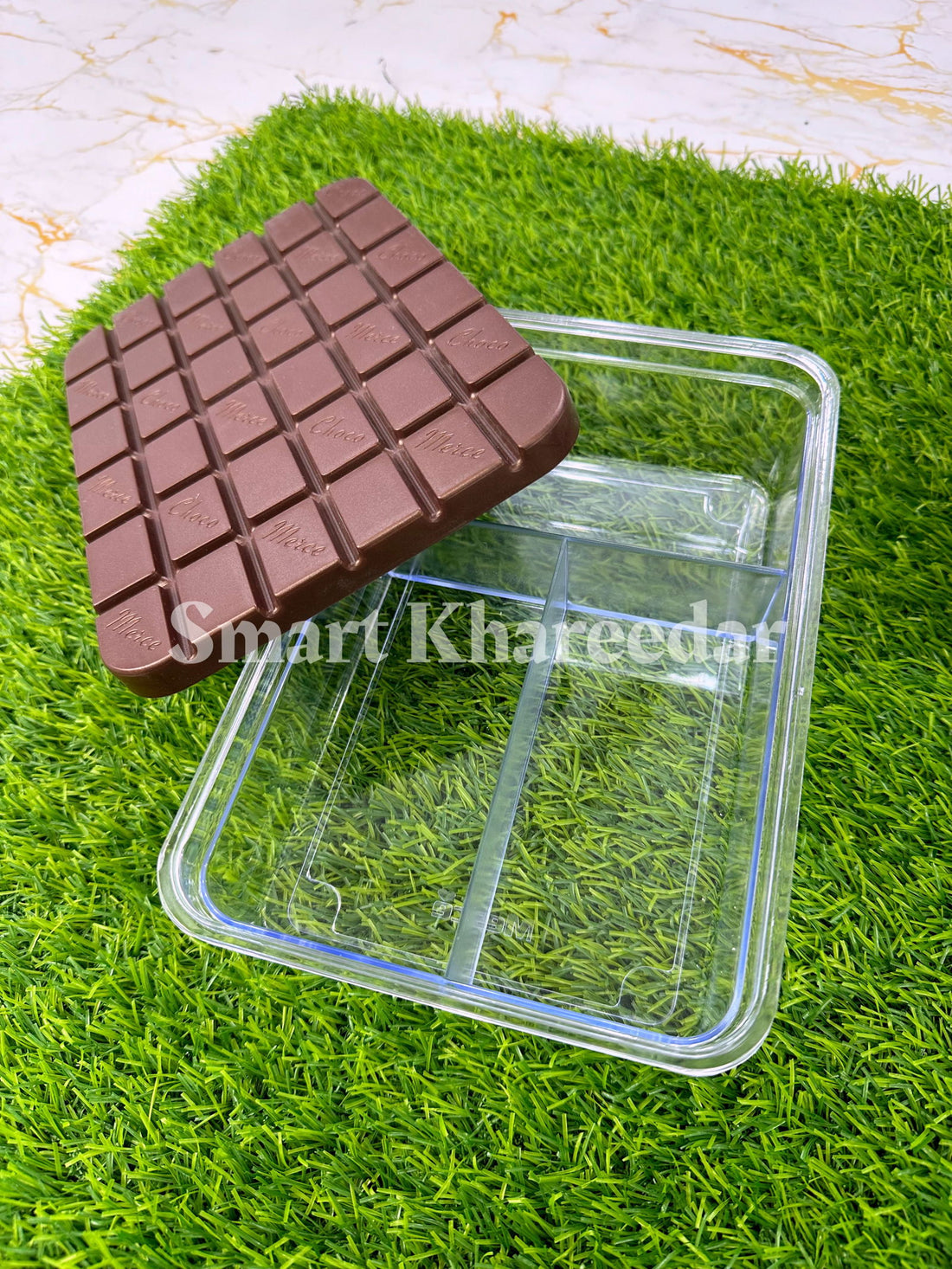 3 Portion Acrylic Chocolate Box with Airtight Lid - Smart Khareedar