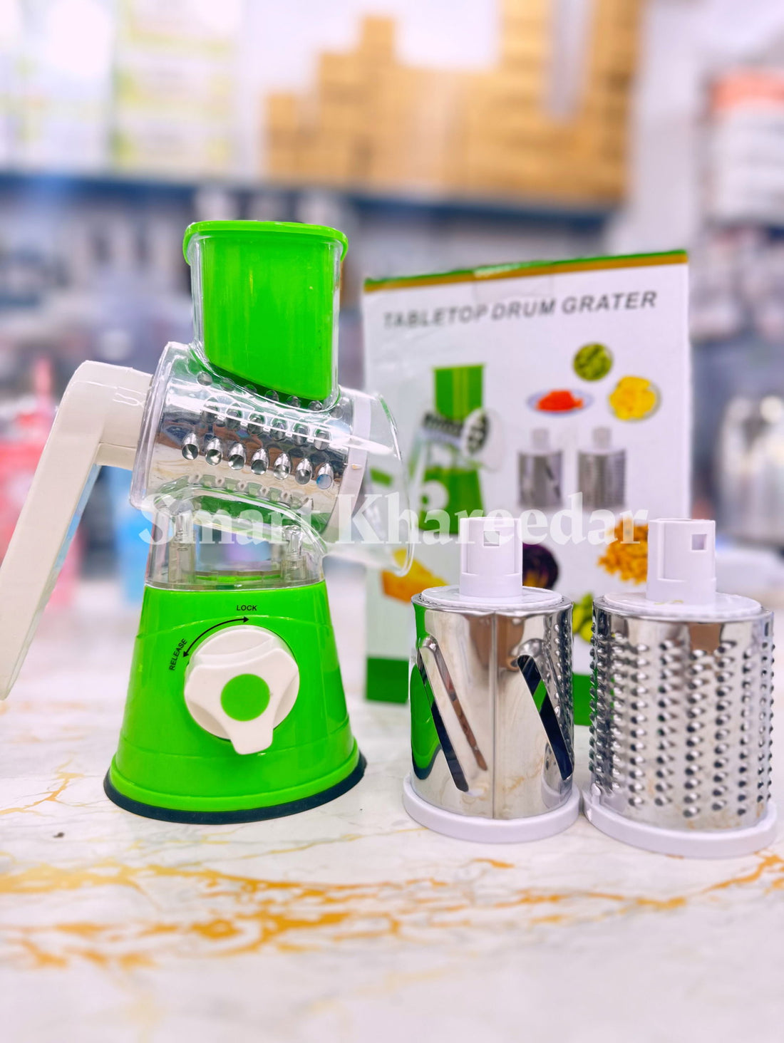 3in1 Manual Slicer | Crusher and Grater | Multifunction Drum Cutter | Salad Maker - Smart Khareedar