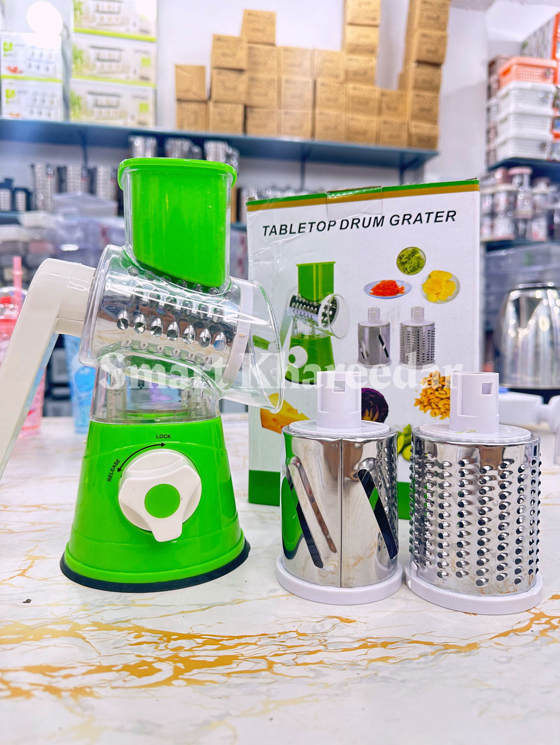 3in1 Manual Slicer | Crusher and Grater | Multifunction Drum Cutter | Salad Maker - Smart Khareedar