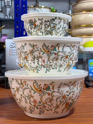 3pc Enamel Airtight Bowl Set 16/22/26cm
