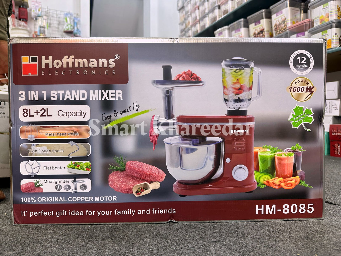 Hoffmans 3in1 Stand Mixer HM-8085 | Qeema Machine + Blender Jug + Dough Maker