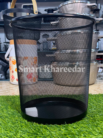 Large - Iron Net Classical Trash Can, Simple Designed Garbage Can Ash Bin Dust Bin Trash Container for Home Office Kitchen Bathroom