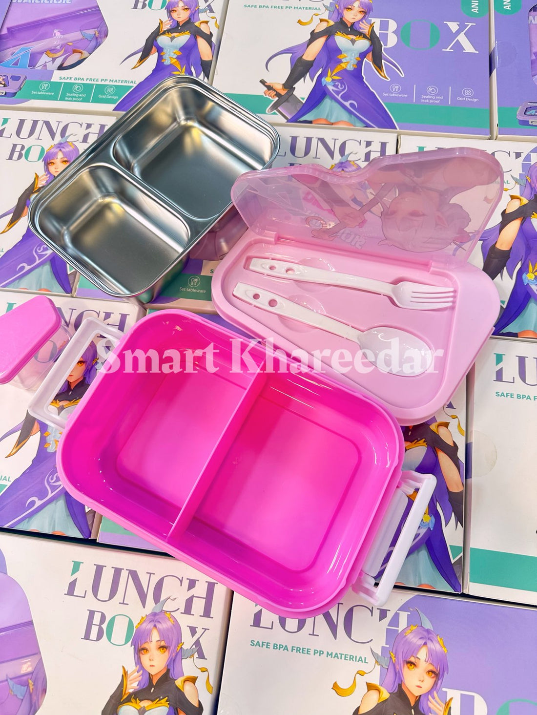 ANIME Character Stainless Steel Airtight Banto Lunch Box with Cutlery