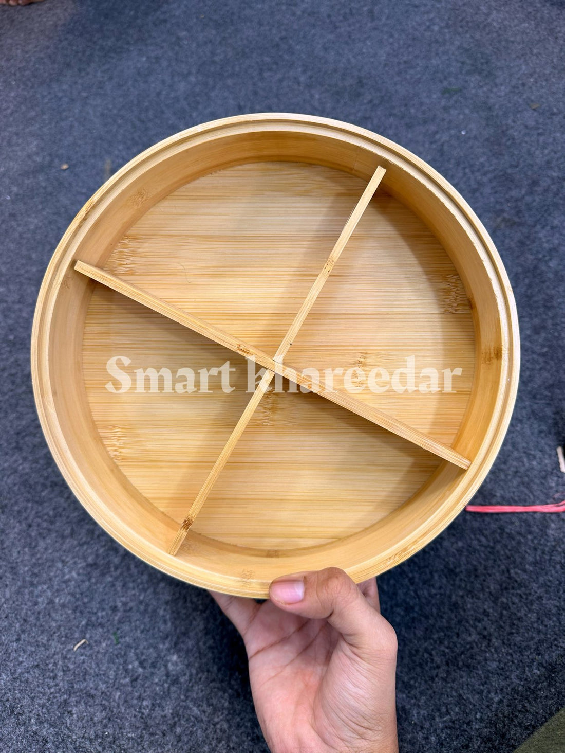 Wooden Round Dry Fruit Platter with Portions