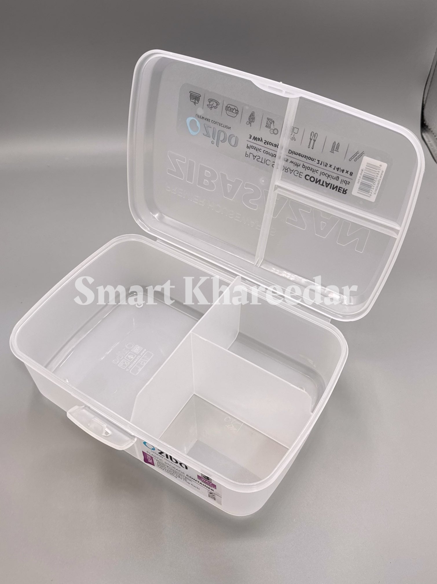 Ziba 3 section Plastic Storage Container with locks