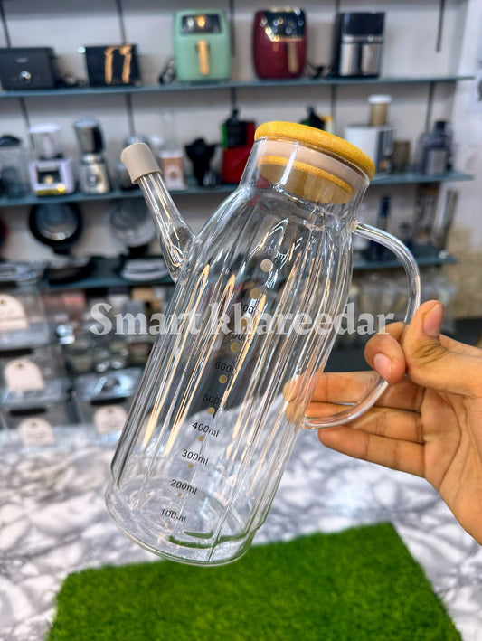 1.4L Premium Glass Oil Jug with Bamboo Lid