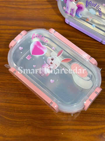Unicorn & Bunny Kids Lunch Box | Airtight Leakproof with Spoon - Stainless Steel Banto Lunch Box