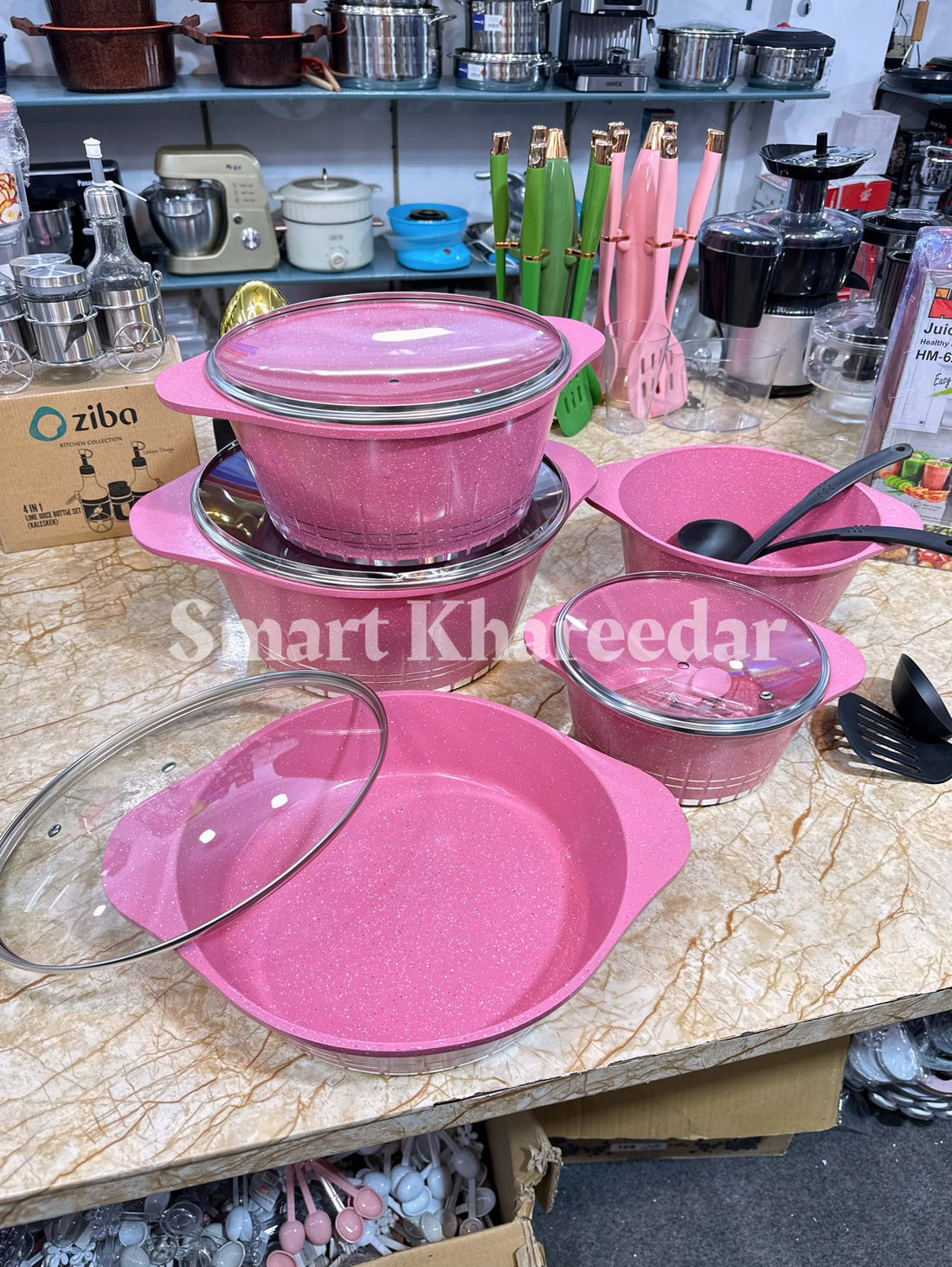 16pc Granite Cookware Set | Casserole Set + Cooking Spoon + Gloves