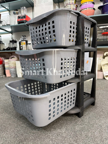 3 Tier Aqua Plastic Trolley Organiser | Storage Box