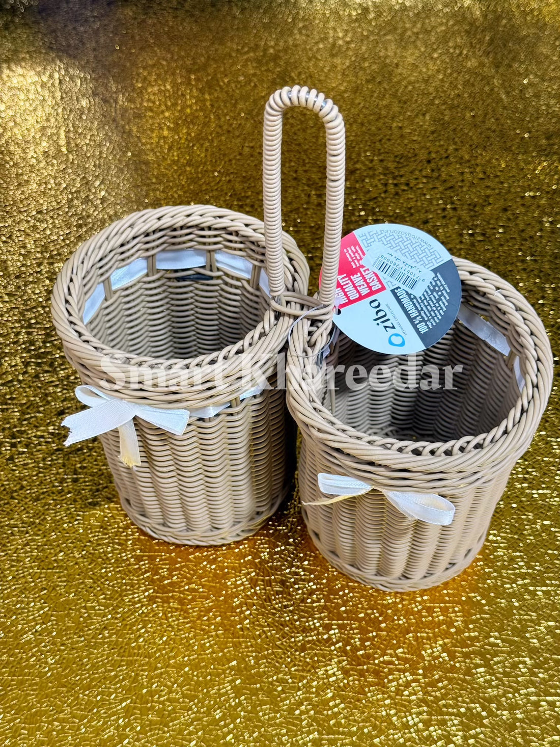 Ziba Double Weave Cane Spoon Holder | Cutlery Stand