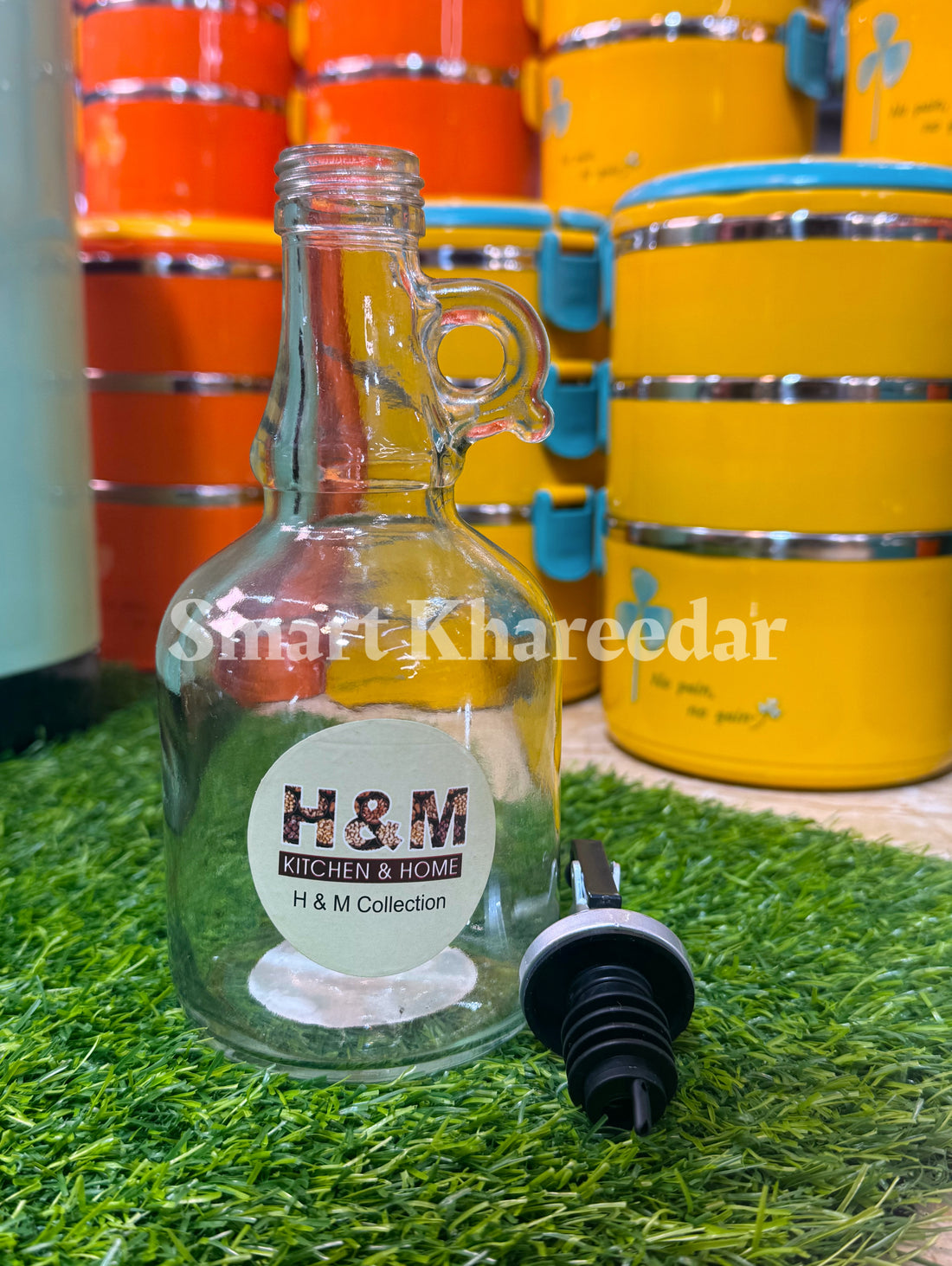 Antique Glass Oil Bottle with Funnel