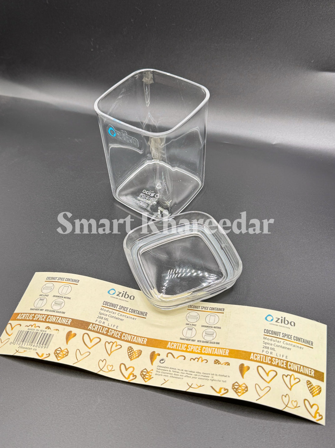 288ml Ziba Crystal Acrylic Jar with Acrylic Airtight Lid