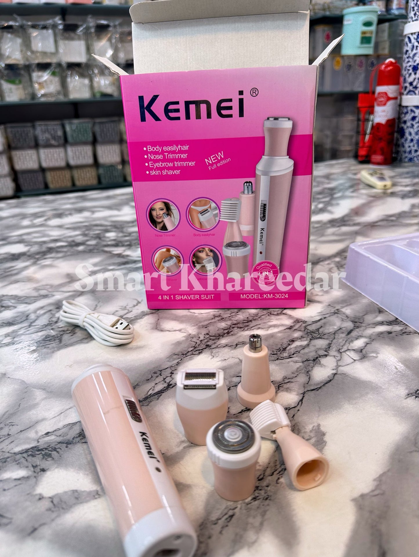 Kemei 4in1 Rechargeable Hair Remover Shaver KM-3024 | Epilator