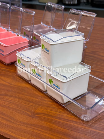 4pc Ashkhan Spice Jars With Acrylic Tray | Spice Jar Set