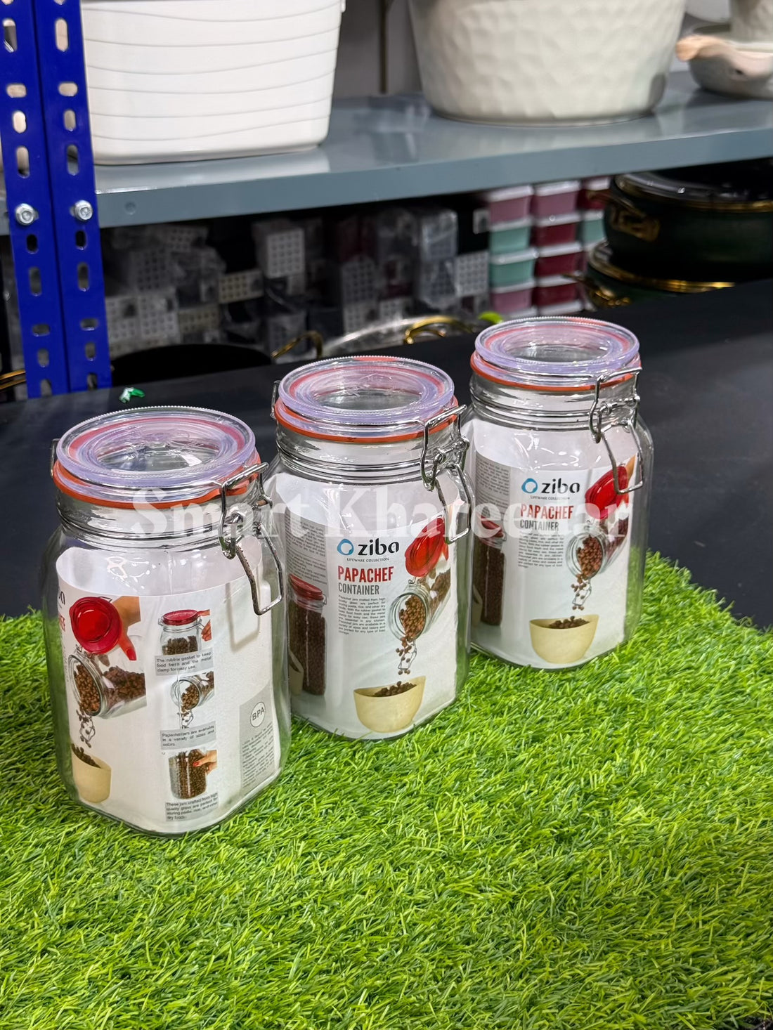 Ziba 1.4L Square Bavaria Latch Glass Jar