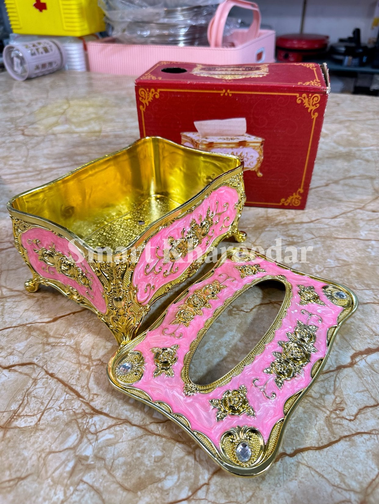 Royal Tissue Box | Elegant Decorative Tissue Holder with Golden Embossing