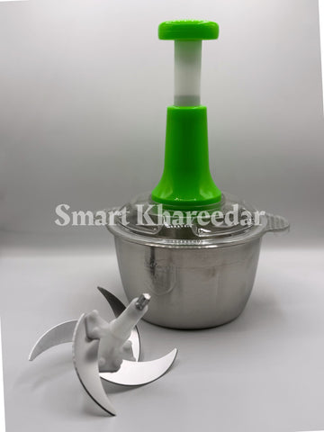 2L Stainless Steel Hand Push Chopper - Manual Cutter