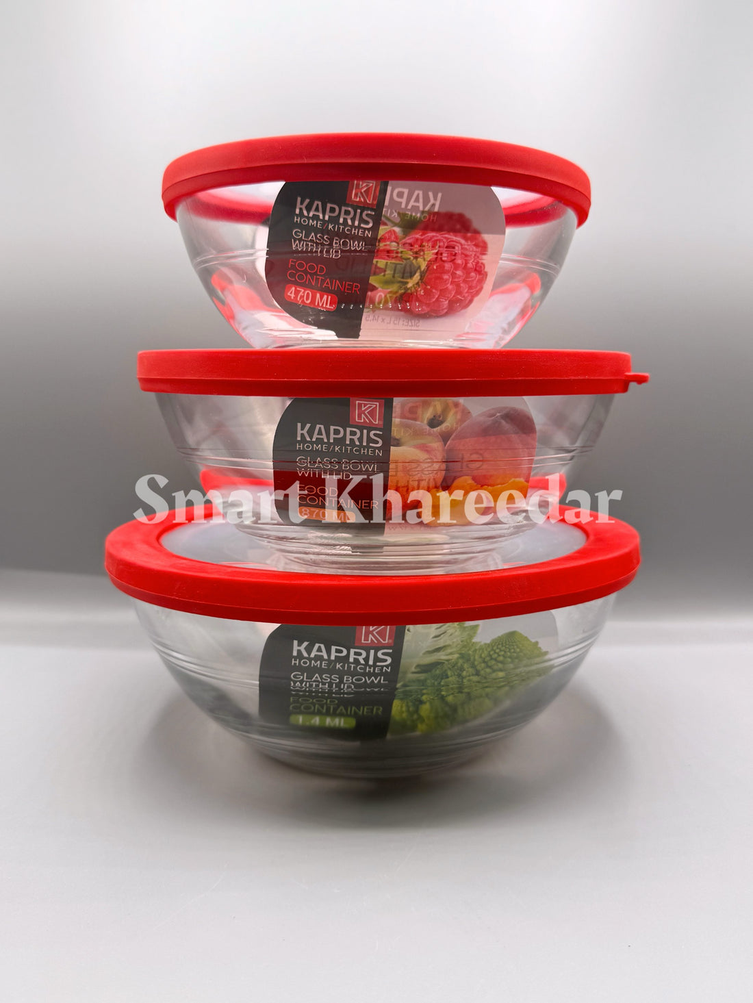 KAPRIS 3pc Glass Airtight Bowl Set - Silicone Lids