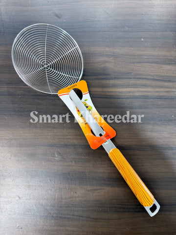 Jumbo Wooden Handle Stainless Steel PAKORA Jali Strainer | Spider Utensil