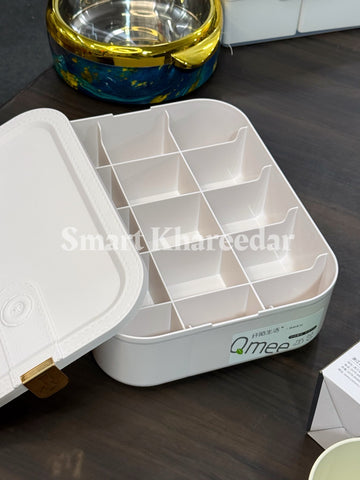 Qmee 15-Section Multi-Compartment Drawer Organizer with Lid | Storage & Sorting Box