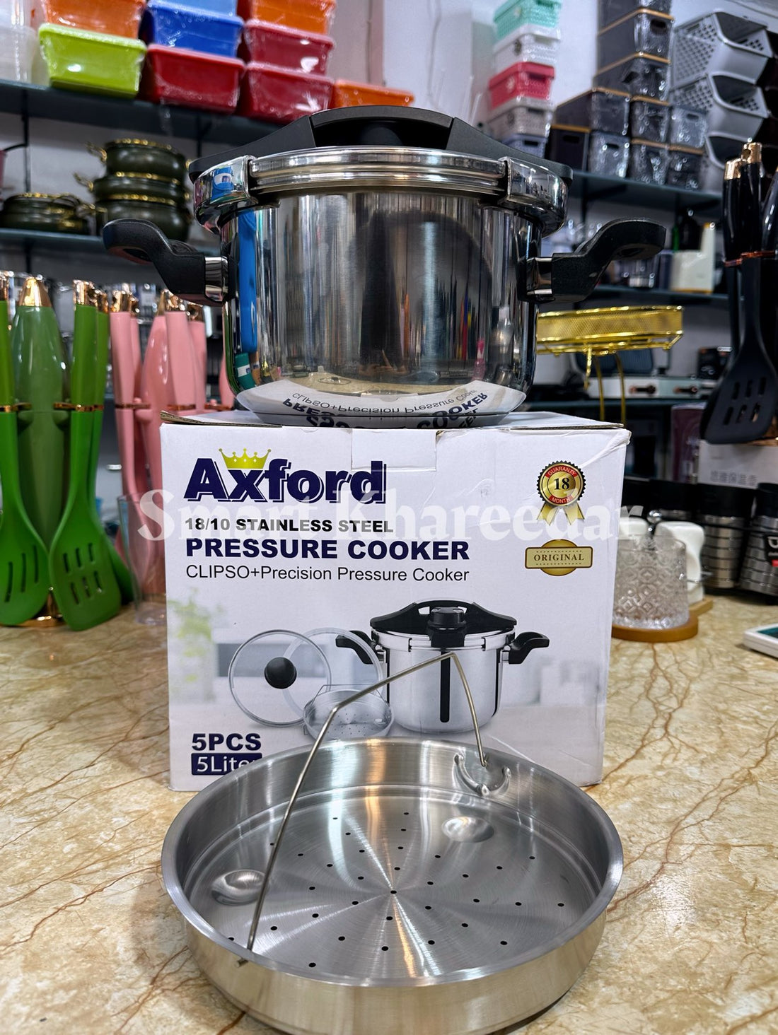 Axford 5L 3in1 Pressure Cooker - with Glass Lid and Steamer