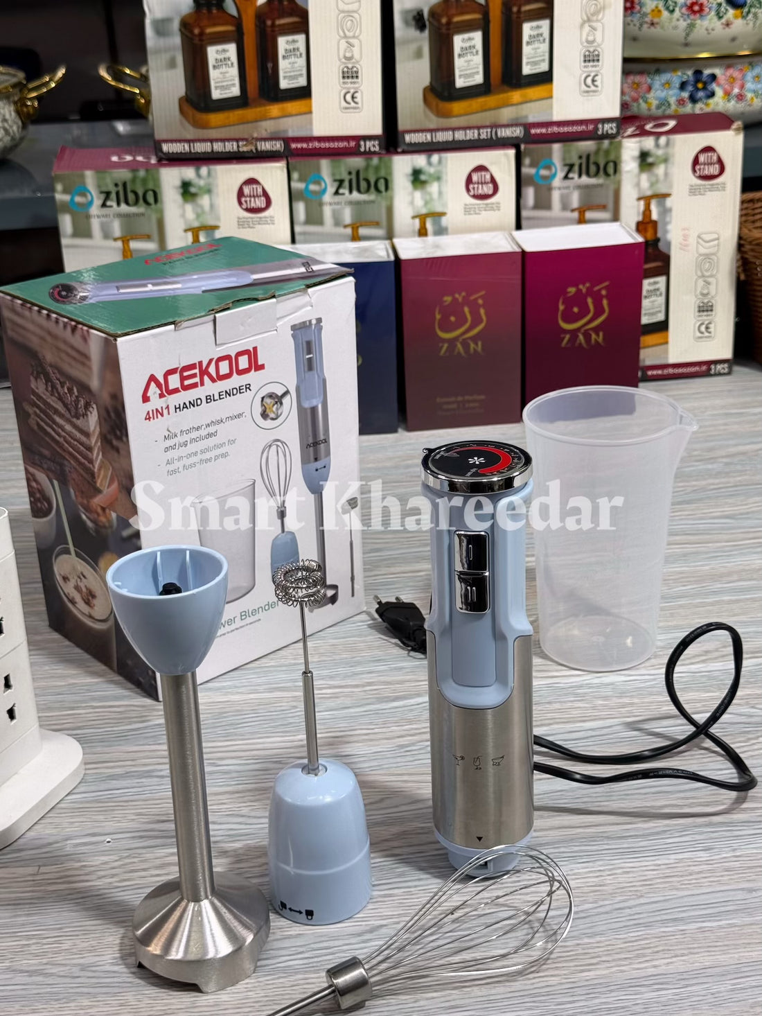 Acekool 4in1 Power Hand Blender Stick Set with Whisk and Coffee Frother | AK-404HB