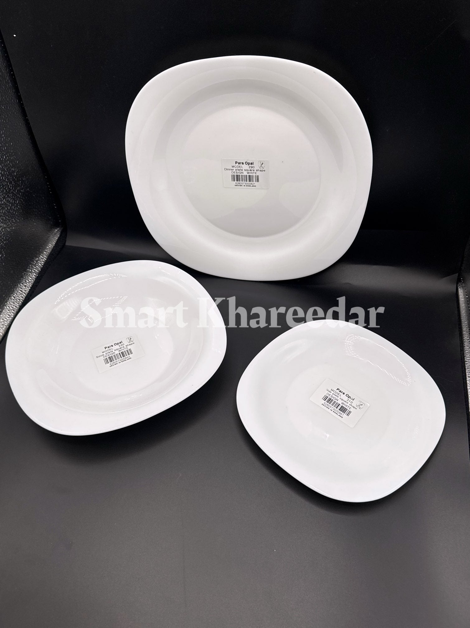 Set of 18 Marble Stone Plate Set - Paras Opal Dinner Set | White Square