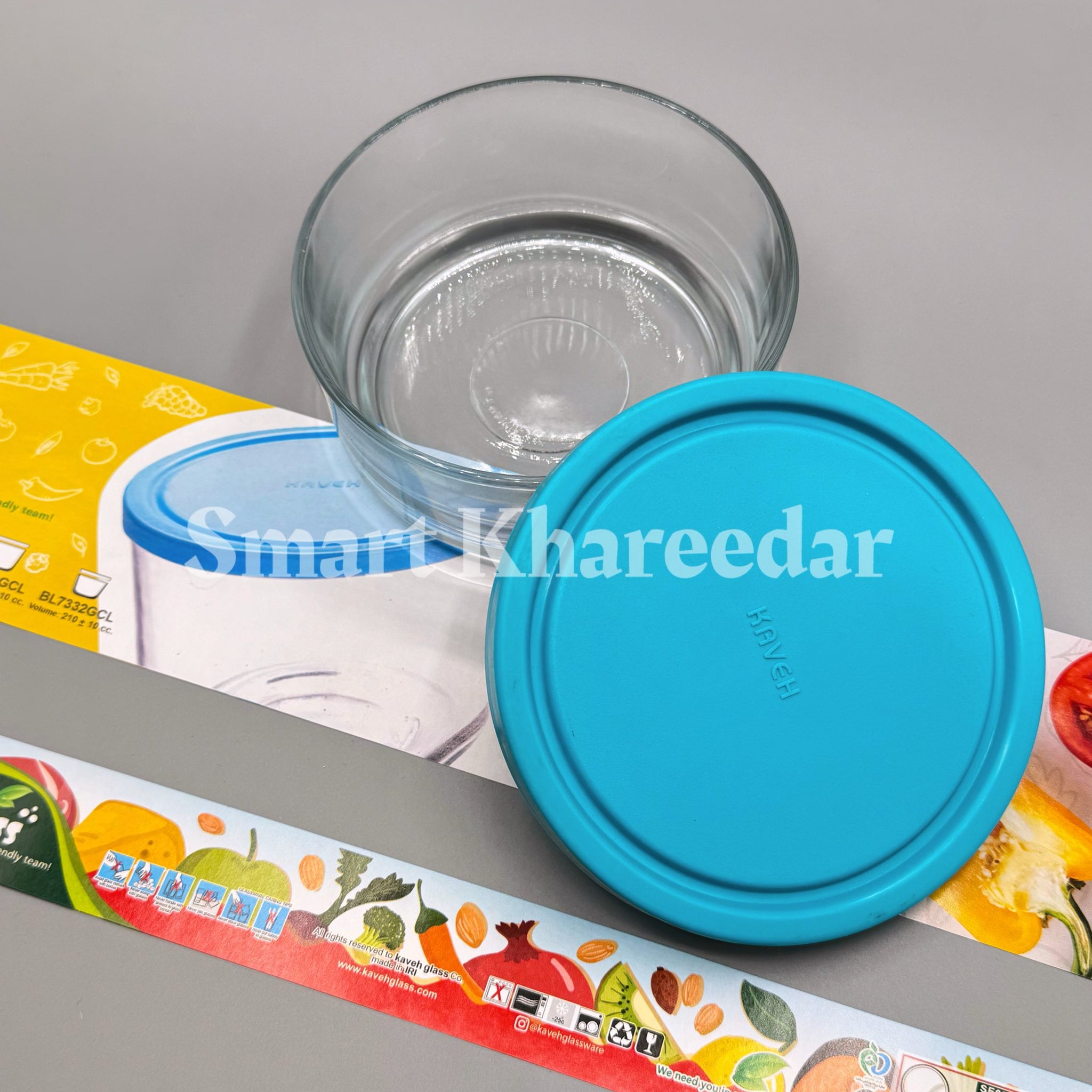 Kaveh Glass Bowl with Silicone Lid - Round Small