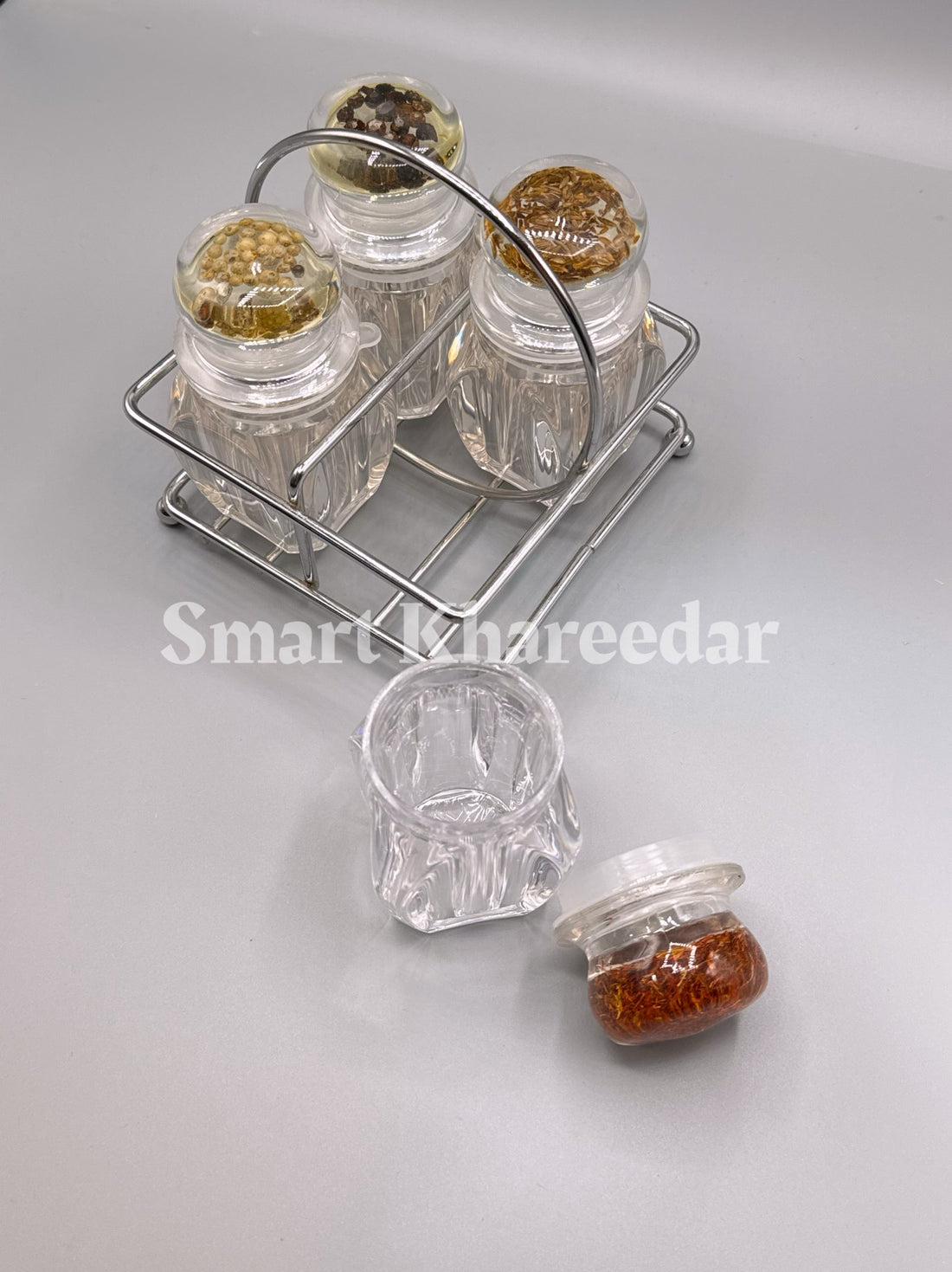 4pc Salt & Pepper Shaker Set with Stainless Steel Stand