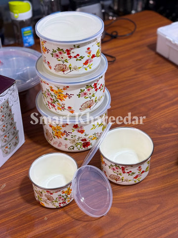 5pc Enamel Airtight Bowl Set (10/12/14/16/18cm)