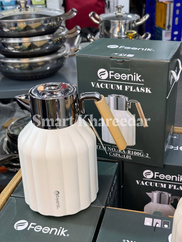 Feenik 1L Glass Vacuum Flask Thermos | Double Wall Insulation