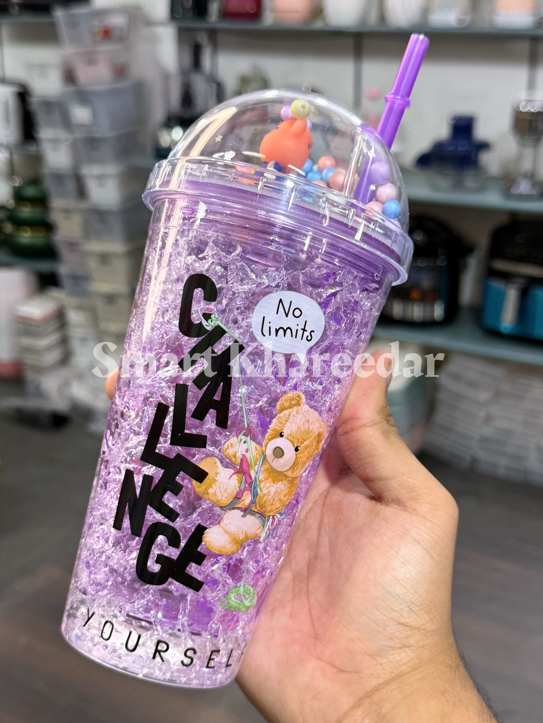 500ml Double Wall Acrylic Iced Sipper Glass For Kids - Tumbler Cup with Stylish Lid and Straw