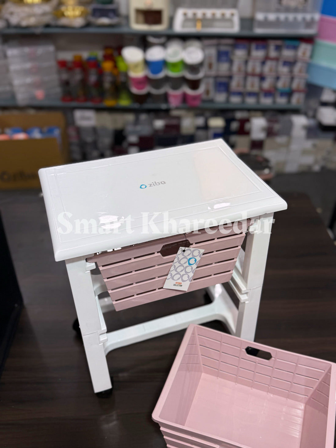 Ziba 2-Tier Trolley Rack with Side Table Top – 10kg Capacity per Shelf