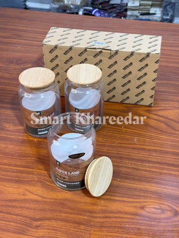 Wooden Lid Tempered Glass Airtight Jars | Imperial Canisters