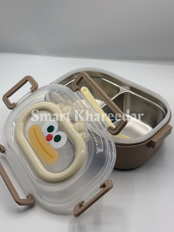 Cute-Bear 2 Section Stainless Steel Kids Lunch box | Airtight