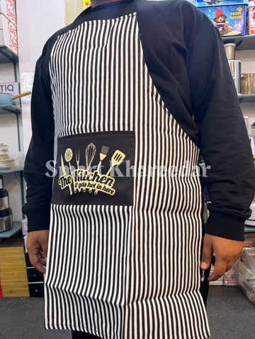 Adjustable Cotton & Polyester Blend Apron with Pocket - Unisex Striped Chef Kitchen Apron for Cooking, Home Use - Woven Polyester-Cotton Blend