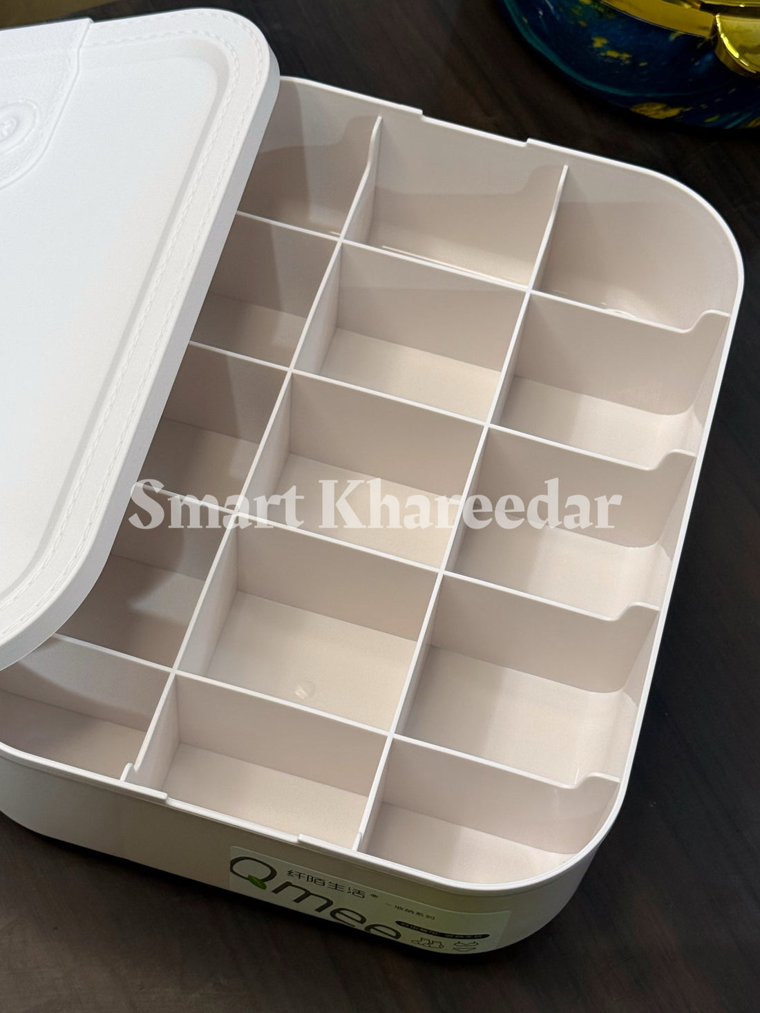 Qmee 15-Section Multi-Compartment Drawer Organizer with Lid | Storage & Sorting Box