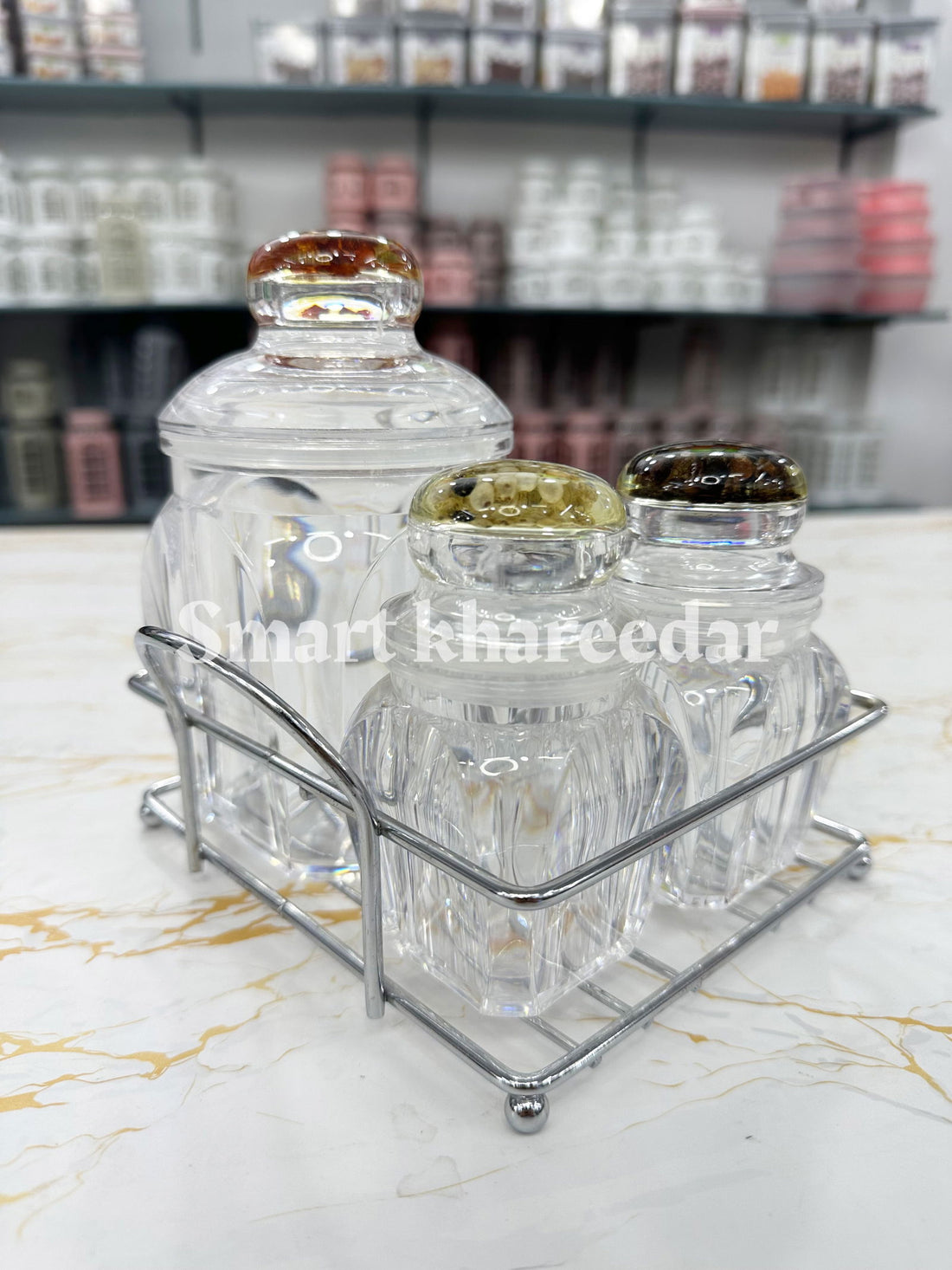 Acrylic Sugar ,Salt & Paper pots - Smart Khareedar