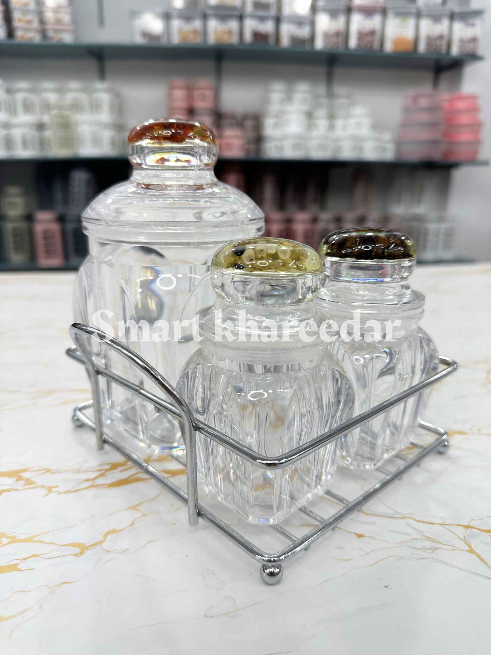 Acrylic Sugar ,Salt & Paper pots - Smart Khareedar