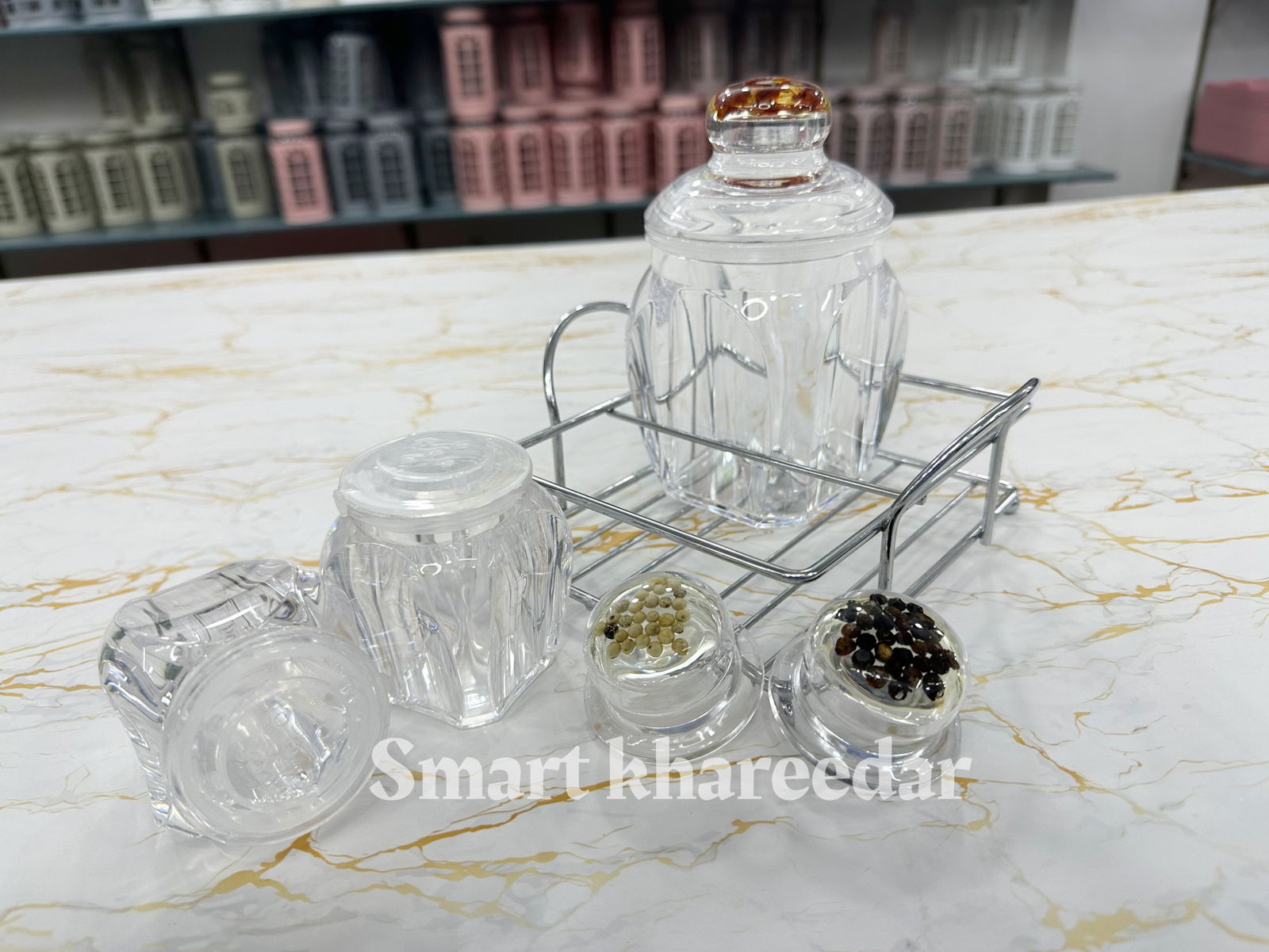 Acrylic Sugar ,Salt & Paper pots - Smart Khareedar