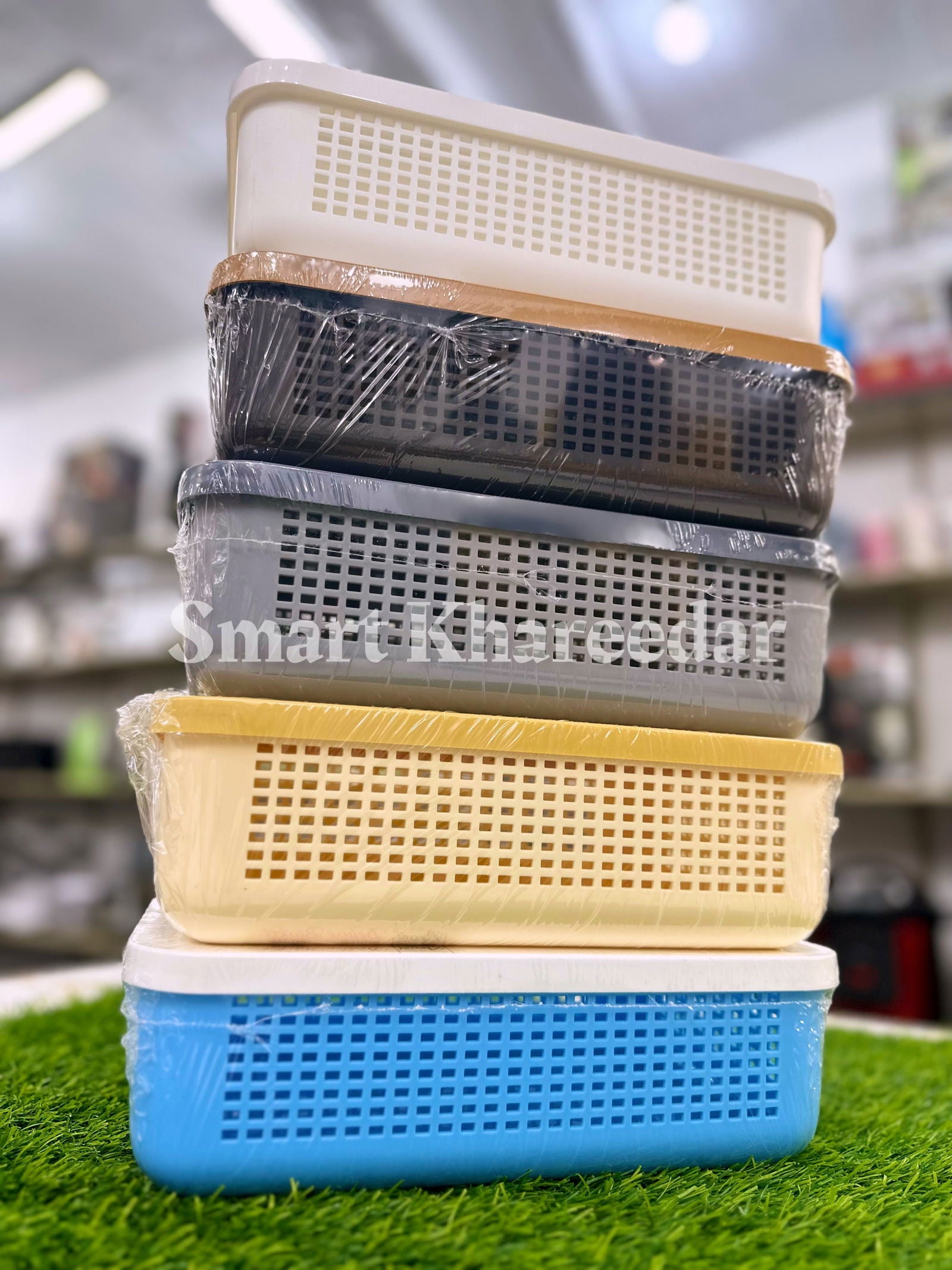 Arooni Rectangle Organizer Basket With Tight Lid - Smart Khareedar