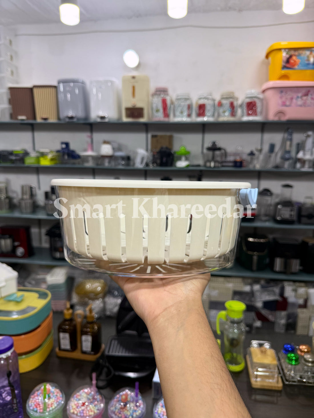 Round Colander Strainer with Acrylic Bowl | Drain Basket Keeper