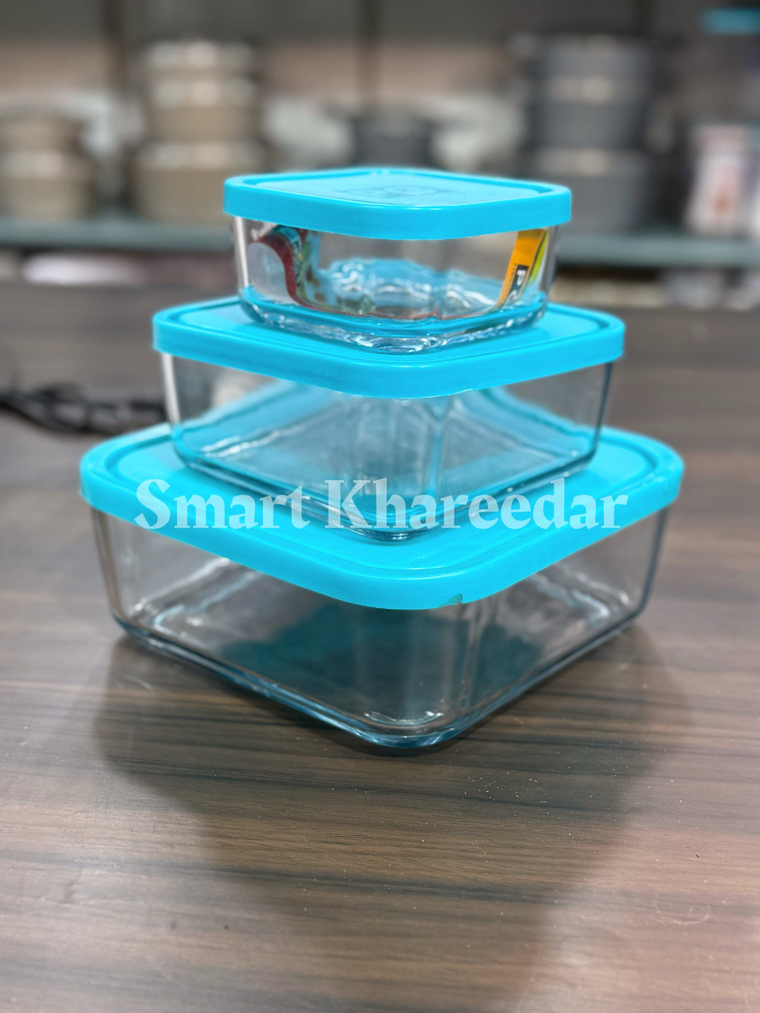 Pack of 3 Kaveh Glass Bowl Set with Airtight Silicone Lids (300ml, 500ml, 1.5L)