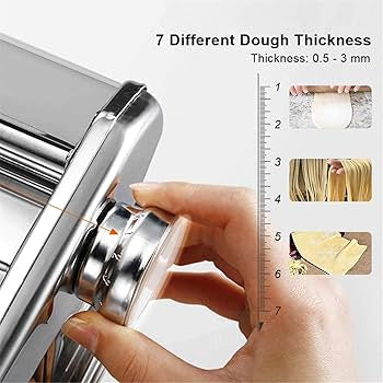 Pasta Maker Machine 150 Manual Pasta Machine with Roller & Cutter Adjustable 9 Thickness & 2 Width Hand Crank Noodles Maker for Spaghetti, Fettuccini, Lasagna