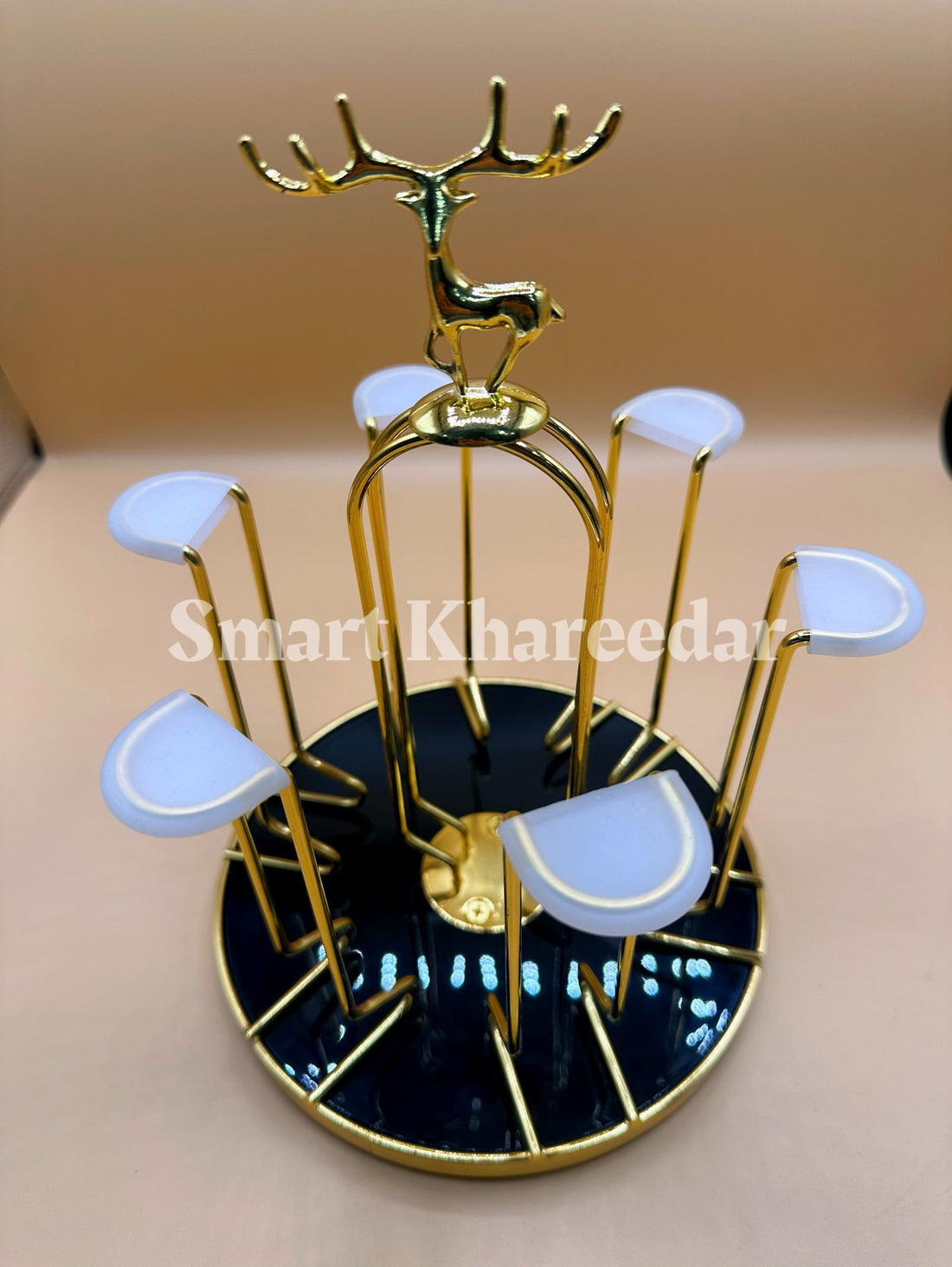 Rotatable Stainless Steel Golden Glass Holder Rack